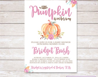 PUMPKIN BABY SHOWER Invitation. Baby Girl. Digital. Printable.