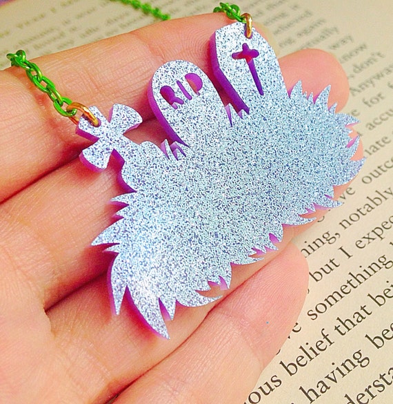 Gravestone Necklace CreepyCute Graveyard DOTD Laser Cut