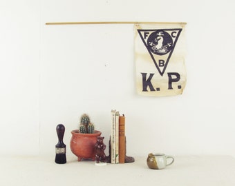vintage flag, vintage bunting, vintage pennant, wall hanging, odd fellows, Knights of Pythias, secret society, fraternal organization,IOOF