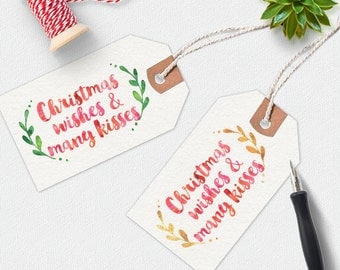Christmas Printable, Christmas gift tags Printable, Christmas tags, handwritten gift tag, printable gift tags, digital download, wine tags