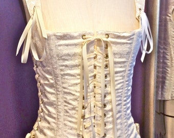 Bewitching Renaissance Bodice Steel Boned - Ivory Brocade - MEDIUM