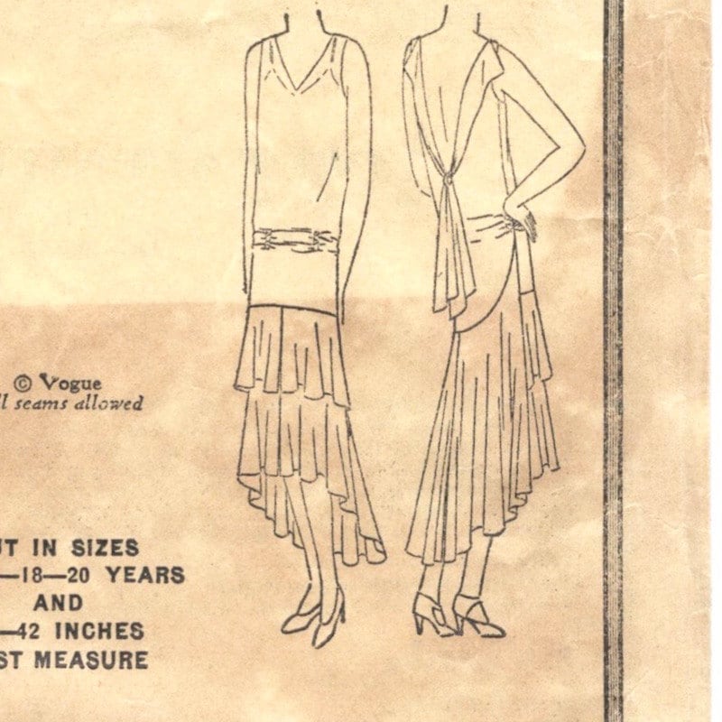 1920s evening dress pattern Vogue 9943 (1929)