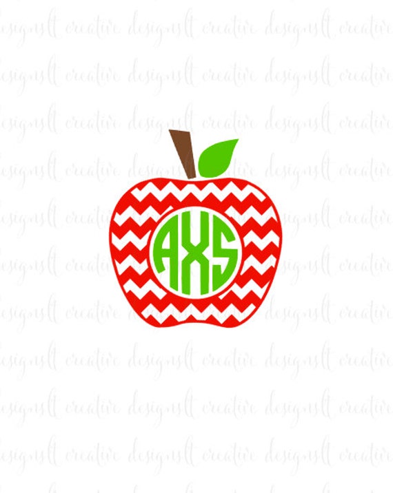 Chevron Apple SVG Chevron Apple Monogram Teacher SVG