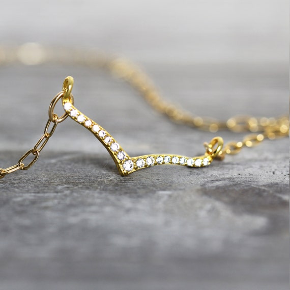 Wishbone Necklace - Cubic Zirconia Necklace