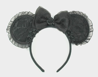 Bear Ear headband-Black Bear headband-Mouse Headband-Lolita headband-mori Kei-Goth Lolita- Gothic-Harajuku-Gift For Her-Halloween
