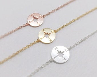 Compass Bracelet, christmas gift, best friend bracelet, Nautical Jewelry, sterling silver compass bracelet, 925 silver compass