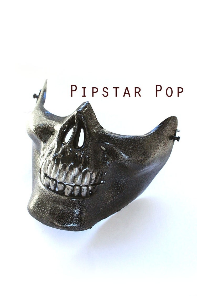 Gunmetal Black Skull Mask Half Face Skeleton Bone by PipStarPop