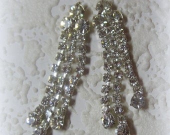 Swarovski Crystal, Rhinestone, Strips, Fancy, Vintage, 42MM, 3 Row, Repose, Dangle, 12SS, Draping, from (3) 23SS Round Rhinestone, Rhodium,