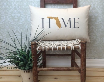 Florida Pillow, Long Pillow, Home Pillow, State Pillow, Home Decor, House Warming Gift, House Warming Pillow, Custom Pillow, Lumbar