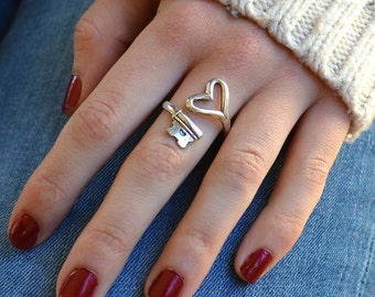 Couples Ring, Key Heart Ring, skeleton key ring, Girlfriend Boyfriend Rings, Promise Ring, Key to my Heart, valentines day gift, spoon ring