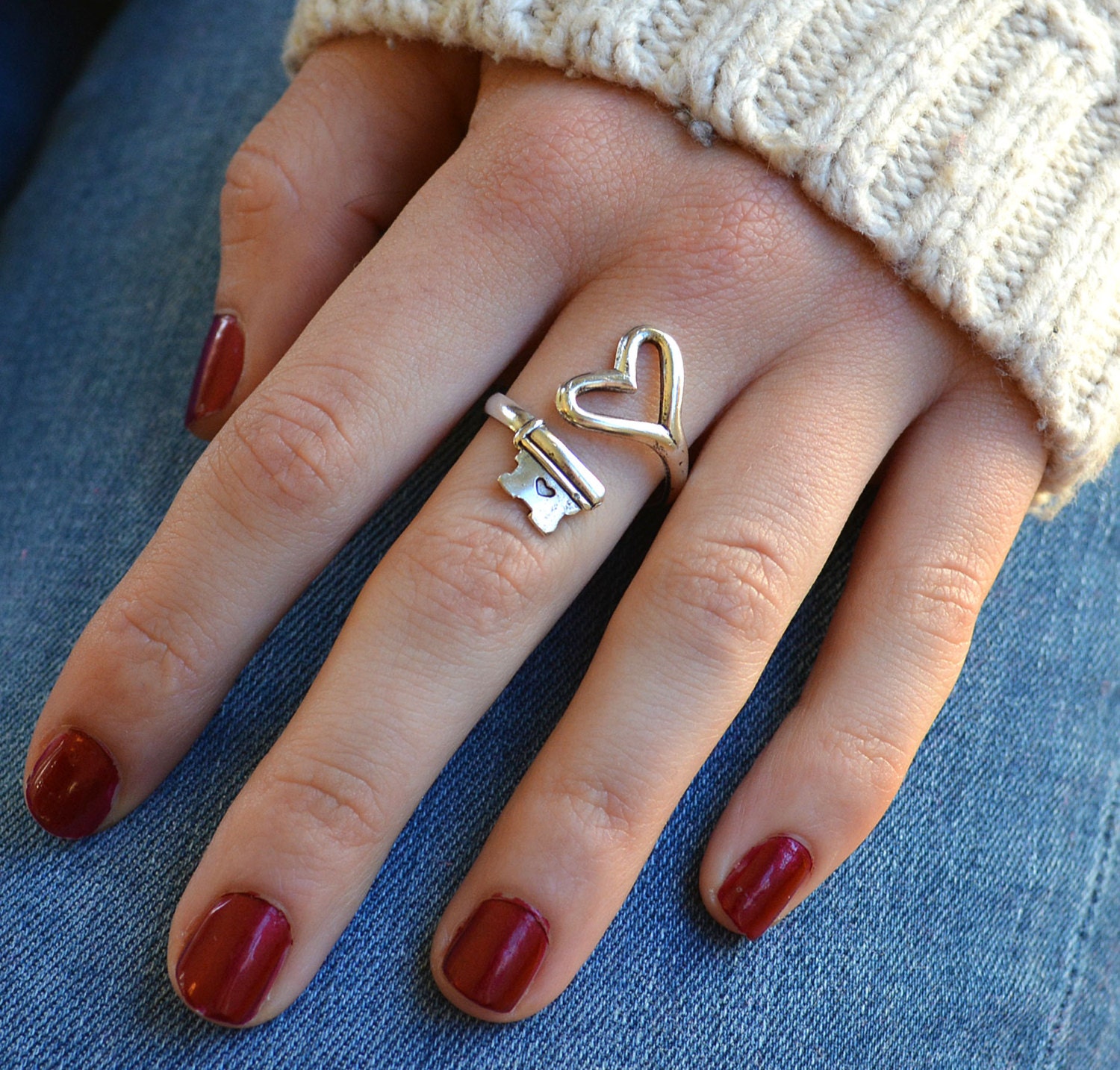 Key Heart Ring Promise Ring Girlfriend Boyfriend Ring