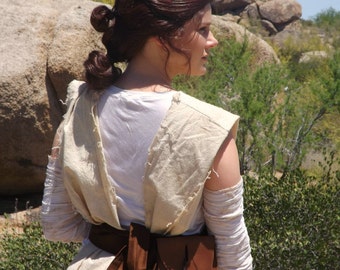 Rey Wars Awakens Star Brown Rebel Updo Wig
