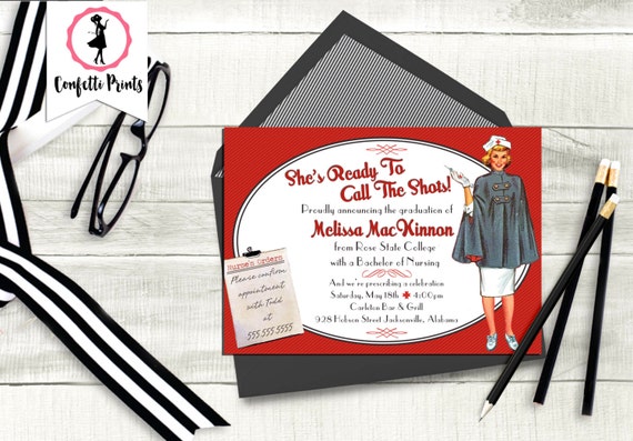 Nurse Graduation Invitation | Graduation Announcement | Graduation Party Invitation | Pinning Ceremony - CALLING THE SHOTS Printable Il_570xn