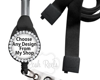 Posh Reels Bling Lanyard, Choose Any Image From My Shop, Bling Lanyard, Rhinestone Lanyard - Teacher Lanyard