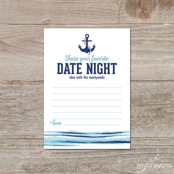 cards printable q Date Wedding Nautical Date Night Cards Night Favor Printable