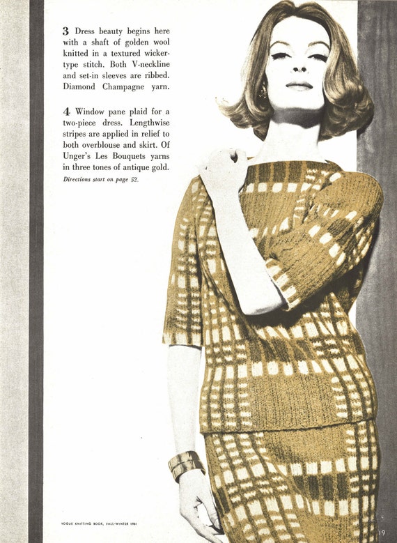 dress patterns winter vogue Knit Dress Knitting Vogue Vintage Skirt â€¢ Pattern 1960s â€¢ Sweater