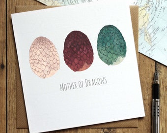 Game of Thrones Birthday Card - Mother of Dragons Card - Mum Birthday Card - Khaleesi - Daenerys Targaryen - Dragon Egg Card - Khal Khaleesi