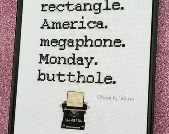 PDF Ron Swanson Typewriter counted cross stitch pattern, perfect gift for a Parks & Recreation fan