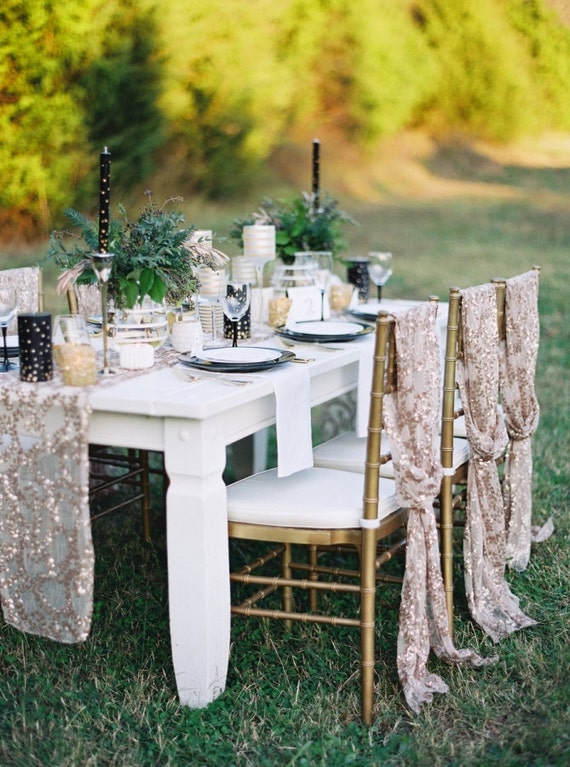 Rose Gold table runner, Sequin Table Runner, Table Overlay, Tablecloth