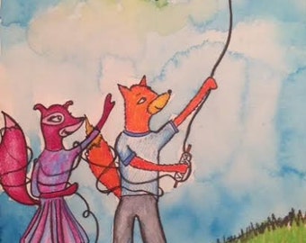 Let's Go Fly a Kite! Original Painting/Illustration