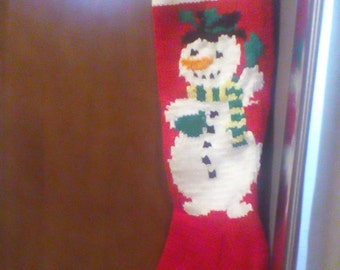 Knitted Christmas Stocking - Snowman