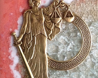 Lady Justice Eyeglass Holder Pin Brooch Loop Ring-Scales of Justice, Law, Liberty