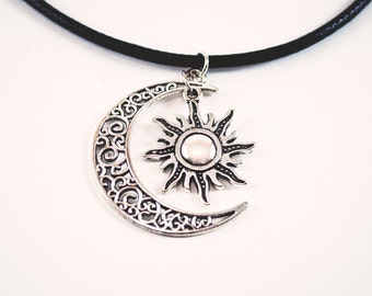 Sun and moon choker necklace charm