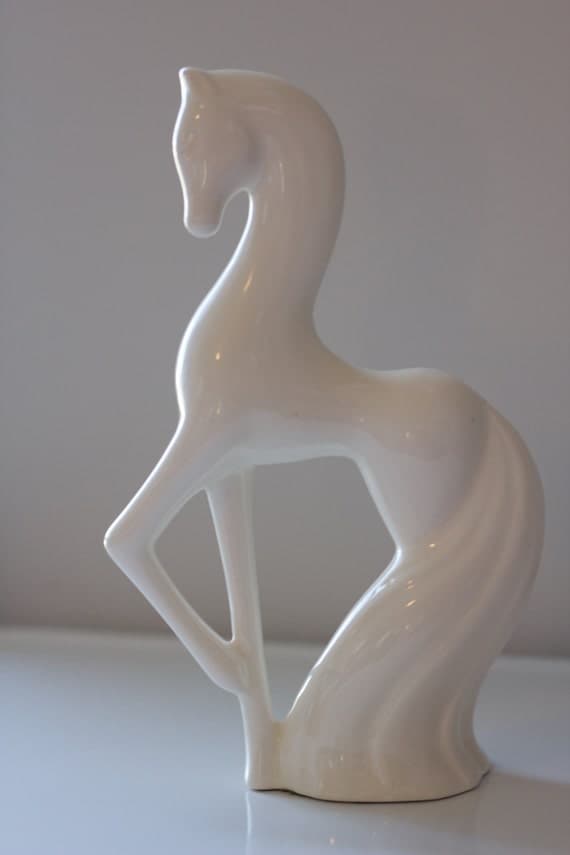 Vintage White Ceramic Horse