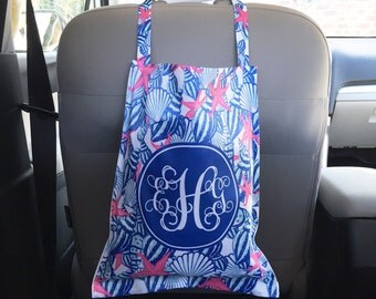 Car Trash Bag Monogrammed Car Organizer Custom Car Trash Can Lilly Inspired Preppy Personalized Cute Car Accessories For Women Car Decor