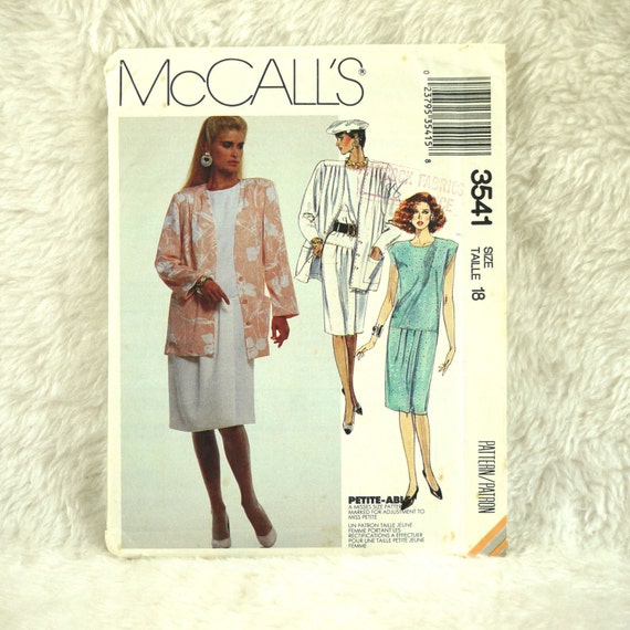 Jacket Dress L McCalls 3541 Pattern for Women Unlined