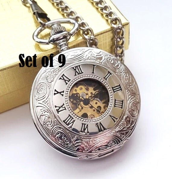 Pocket Watch Set of 9 Personalized by PocketwatchPurveyor on Etsy