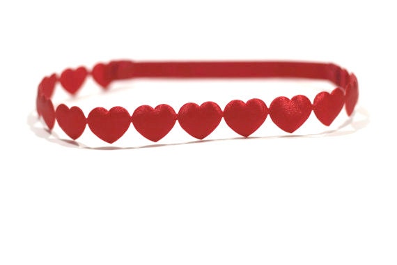 Red Heart Chain Headband. Valentines Headband. Valentine