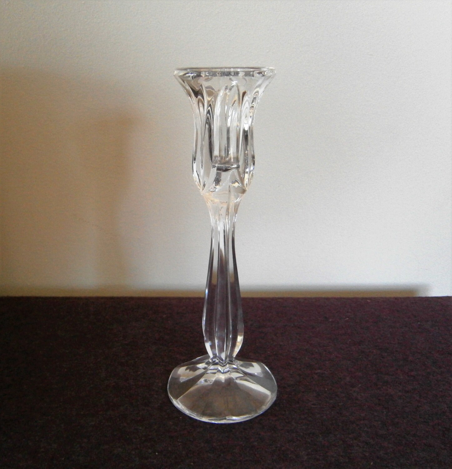Candle Holder Glass Clear Vintage Candlestick by OnceUponATimeVtg2