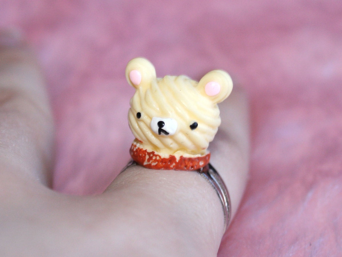 KAWAII MERINGUE Ring // Cute Dessert Food Cute Adjustable