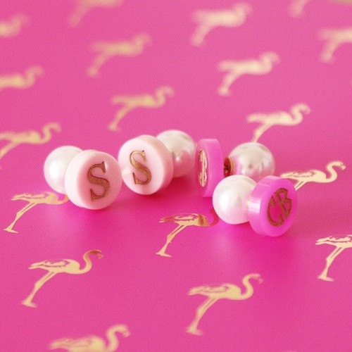Personalized Pearl Back Acrylic Earrings | Multiple Colors | Monogrammed Earrings