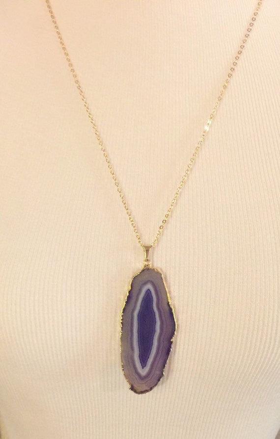 Long Purple Agate Necklace Ready to Ship by AmberLynnsCloset