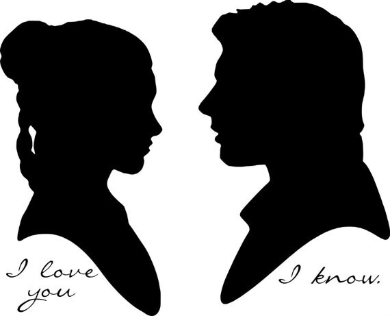 Download Star Wars Han Solo and Princess Leia Silhouette Vinyl Decals