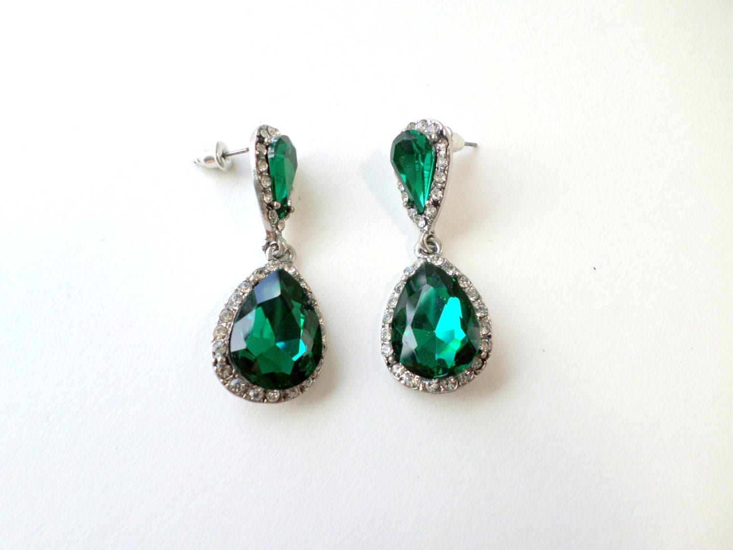 Emerald Earrings Dark Green Earrings Green by EdnaCatherine