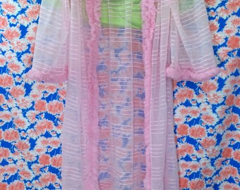 robe pink baby sheer fur giselle ties satin ribbon trim