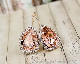 Morganite Earring Light Pink Blush Earrings Soft Pink Bridesmaid Jewelry Rose Gold Morganite Bridal Jewelry Vintage Rose Pink Bridesmaid