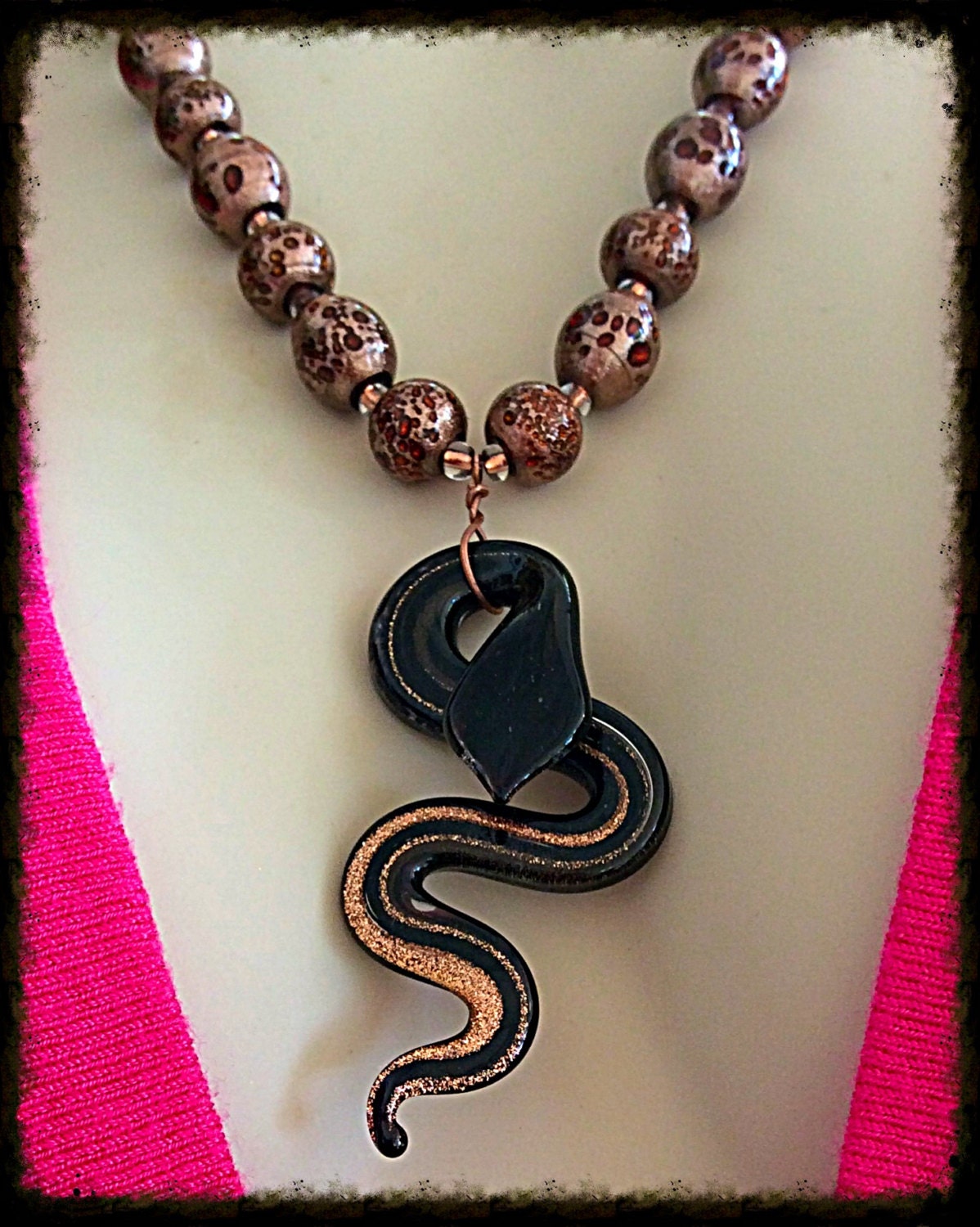 Gothic Snake Necklace Elegant Snake Jewelry Black Gold