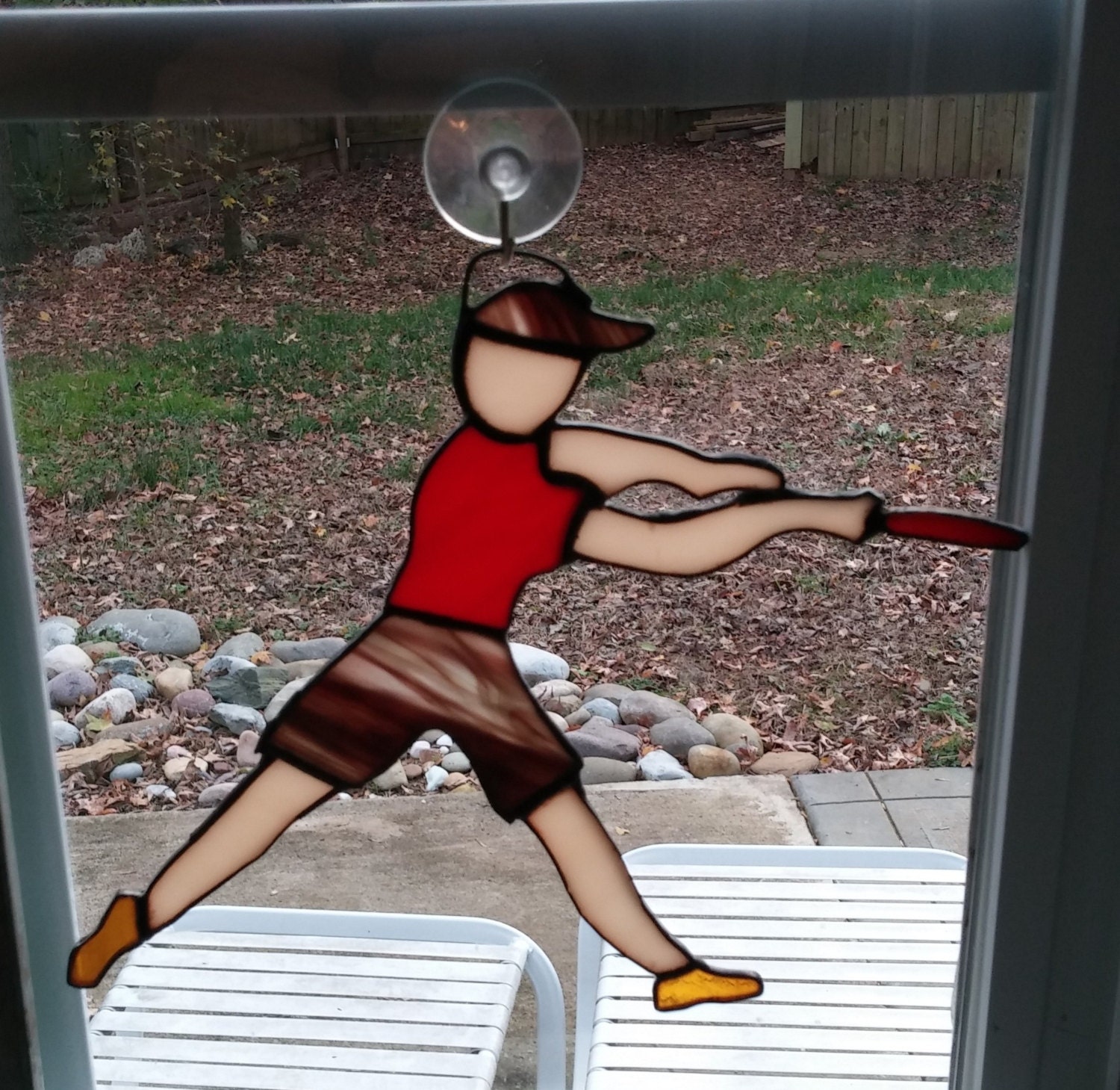 Disc Golf Stained Glass Disc Golfer suncatcher Stained