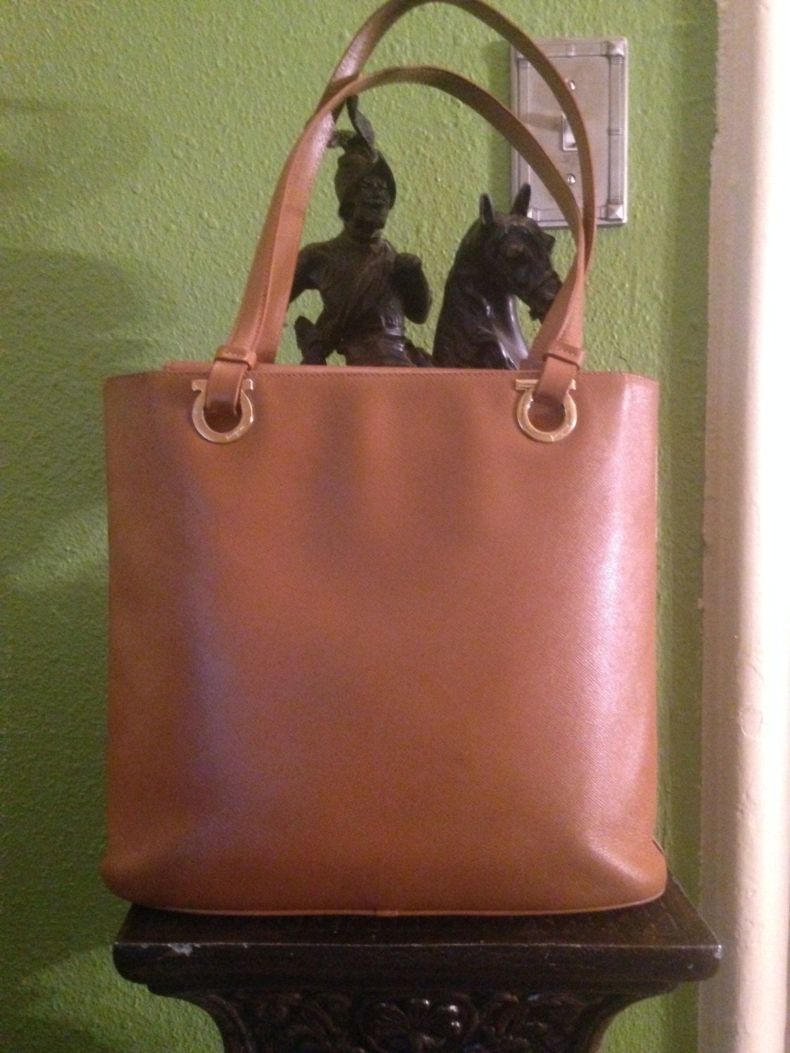 Vintage Salvatore Ferragamo Leather Handbag Made In Italy