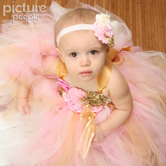 Pink and Gold 1st Birthday Tutu Dress Pink and Gold First