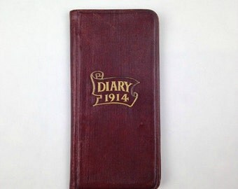 Antique Diary and Time Saver Leather Pocketbook 1914 Small Agenda Book Vintage Pocket Agenda Book 1900s Ideal Diary Co New York