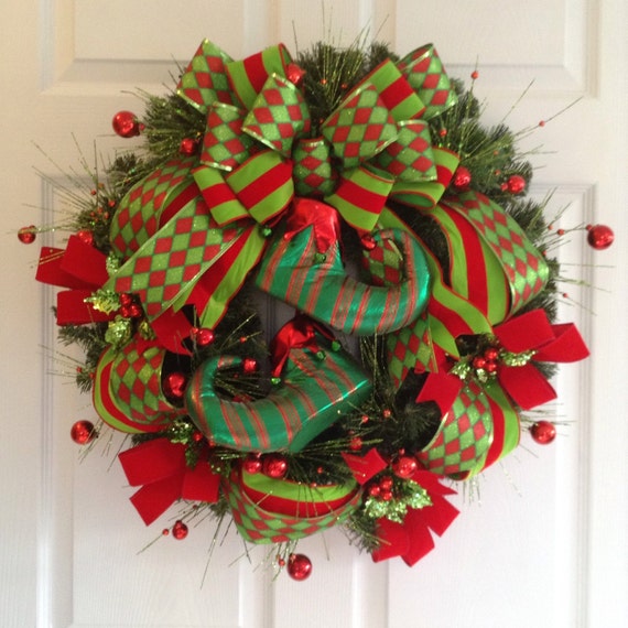 Elf Wreath / Christmas Elf Wreath / Elf Theme Door Decoration