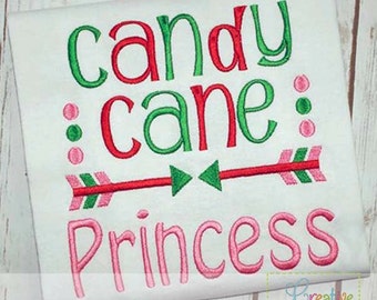 Candy Cane Princess Digital Machine Embroidery Design 4 Sizes, candy cane embroidery, embroidery candy cane, christmas candy embroidery