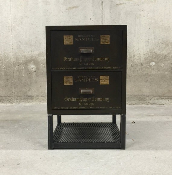 Vintage Industrial End Table Graham Paper Co. by nakedMETALstudio