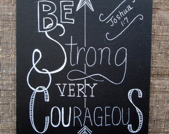 Items Similar To Be Strong & Courageous - Modern Christian Subway Art 