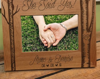 Engagement Frame: She Said Yes Picture Frame, Love Frame, Pesronalized Frame. Personalized picture Frame, Wood Frame Engraved, I Love You